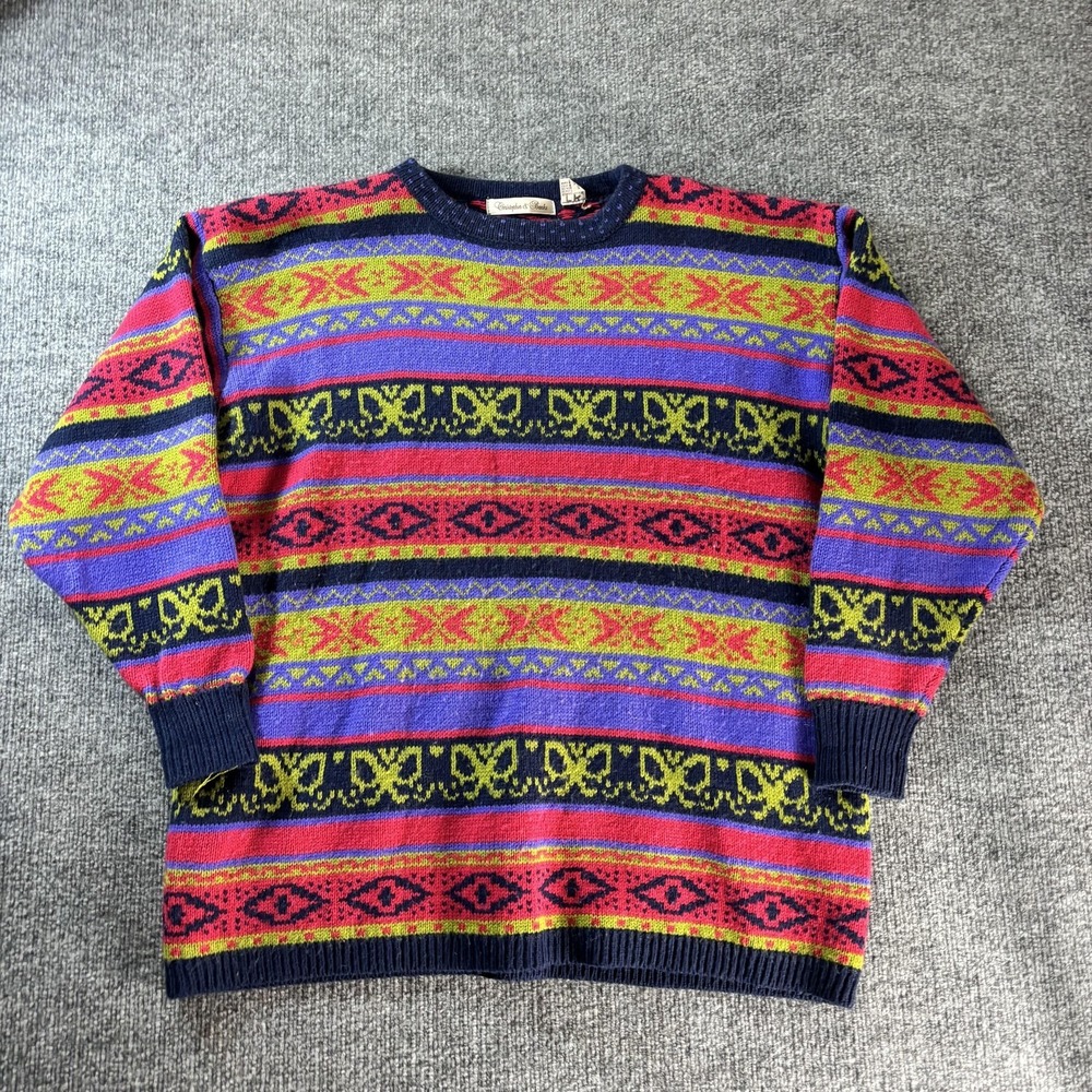 Vintage Christopher & Banks Sweater Womens Large‎ Fair Isle Knit Multicolor